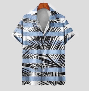 เสื้อเชิ้ตฮาวายแขนสั้นผู้ชาย ลายใบไม้เขตร้อน ผ้าโพลีเอสเตอร์ระบายอากาศ เสื้อลำลองฤดูร้อน - Product Image 4