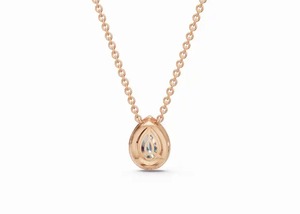 Pendentif halo en diamant ovale de 0,578 carat cultivé en laboratoire, collier 21 pièces, or jaune/rose 9K/14K/18K, plaqué or, bijoux de luxe - Product Image 4