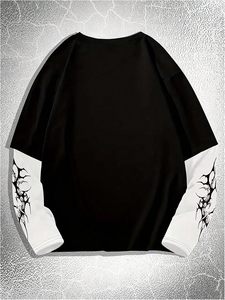 Camiseta gótica para hombre, manga larga, cuello redondo, con estampado gráfico - Product Image 4