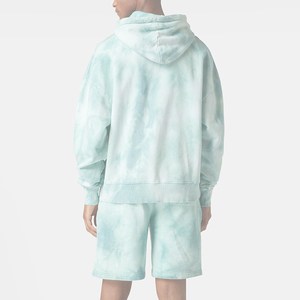 Men's <b>Tie</b>-<b>Dye</b> Hooded <b>Sweatshirt</b> Set Oversized Regular Fit Cotton French Terry Casual Summer Wear With Pocket - Product Image 2