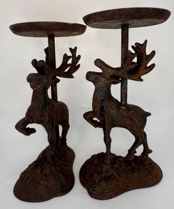 Ensemble de porte-bougies en fonte rustique en forme de cerf – Support à bougies vintage en forme de bois de renne pour la décoration de table de Noël et la décoration intérieure - Product Image 3