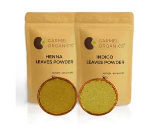 CARMEL ORGANICS Combo de Polvo de Hojas de Henna e Índigo para Teñir el Cabello (340 g Cada Uno) |   Sin conservantes ni aditivos añadidos |   Sin OMG - Product Image 1