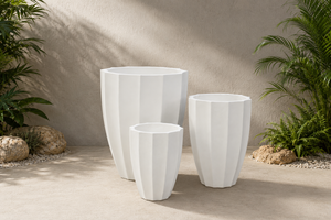 Ensemble de 3 pots de fleurs et jardinières d'extérieur Alfredo, design contemporain, écologiques, durables, légers, en béton fibré - Product Image 4