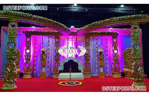 Décorations de mariage de luxe style Grand Palais Mandap USA Mandap rond Mariage d'Inde du Sud Ensemble de décoration Mandap Dallas USA - Product Image 4
