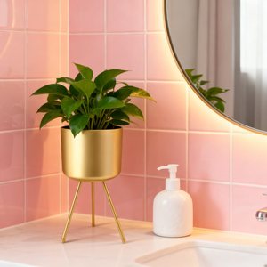 Pot de fleurs moderne en métal doré avec support doré pour plantes d'intérieur, porte-pot de fleurs haut de gamme pour salon, bureau, balcon, jardin - Product Image 2