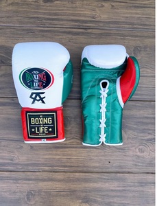 Customized No Boxing No Life Canelo White Red Green Real Cowhide Leather Boxing Gloves Mexican Style Lace-Up Lightweight - Product Image 2