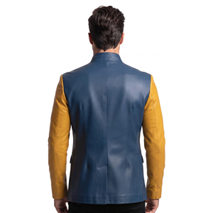 Men's Custom <b>Leather</b> <b>Blazer</b> Wholesale Men's Genuine <b>Leather</b> <b>Blazer</b> with Custom Color Men Full Sleeve Button Down <b>Leather</b> <b>Blazer</b> - Product Image 2