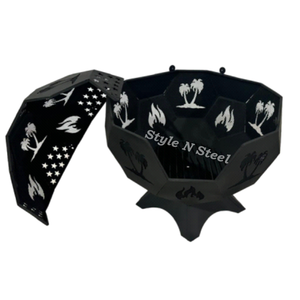 Brasero de hierro con pintura resistente al calor, diseño independiente, calefactor exterior para leña/carbón - Product Image 1