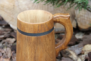 Mug à bière en bois écologique moderne 500 ml |   Fabriqué à la main, style baril vintage |   Chope à bière rustique portable pour homme |   FAIZA en stock - Product Image 6