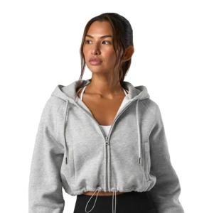 Women Clothing Streetwear Zip up <b>Hoodies</b> Cropped Drawstring Waist Slim Fit Zip <b>Hoodies</b> Fashion Gym Wear Women Zipper up <b>Hoodies</b> - Product Image 1