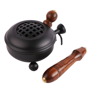 Brûleur d'encens en fer fait main avec poignée en bois, qualité supérieure, respectueux de l'environnement, accessoire décoratif spirituel pour temple - Product Image 3