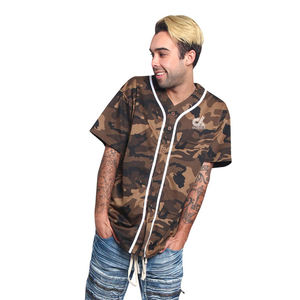 Camiseta de Béisbol con Camuflaje Personalizado para Hombre, Uniforme de Equipo con Botones, Camisa Deportiva Transpirable de Poliéster, Estilo Urbano, Venta al Por Mayor OEM - Product Image 3