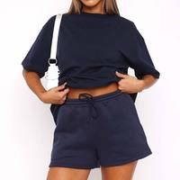 Ensemble deux pièces en coton pour femmes, vêtements d'été, survêtements de sport pour femmes, tenue d'été, t-shirt et short