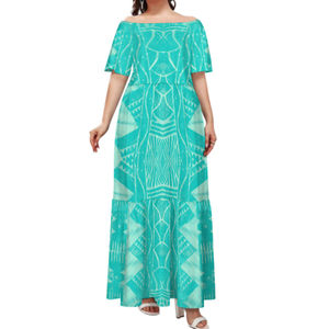 เดรสยาวลำลองแฟชั่นใหม่สำหรับฤดูใบไม้ร่วง แบบเปิดไหล่ สไตล์โพลินีเซียนและเม็กซิกันสำหรับผู้หญิง - Product Image 2