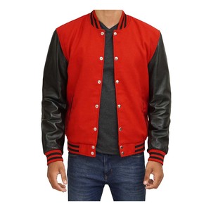 High Quality Vintage Winter Jacket for <b>Men</b> Digital Printing PU Leather with Embroidery Canvas Fabric Lettermen Style - Product Image 5