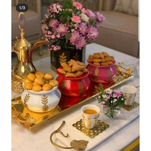 Plateau de service artisanal en métal pour le Ramadan, avec amandes, noix de cajou, raisins secs, dattes et noix – Offre spéciale - Product Image 6