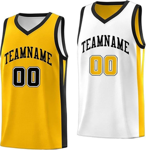 Maillot de basketball réversible unisexe personnalisé, respirant, en maille vintage, 100 % polyester, sans manches, grande taille, été, personnalisable - Product Image 5