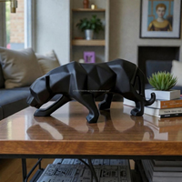 AG Elements Sculpture de Panthère Géométrique Moderne en Résine, Figurine Animale Noire Brillante, Décoration de Luxe pour Halloween, Maison et Bureau
