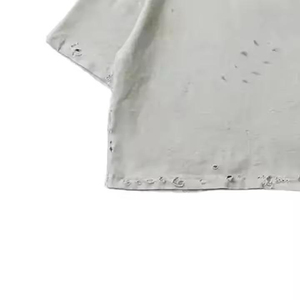 เสื้อยืดโอเวอร์ไซส์ทรงบ็อกซี่สำหรับผู้ชาย รุ่นใหม่ สีซันเฟด สโตนวอช ย้อมสีแบบแอซิดวินเทจ สไตล์เรโทร แต่งดีเทลขาดๆ แบบมินเนอรัล - Product Image 4