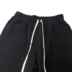 Pantalon de jogging streetwear personnalisé pour homme, taille haute, noir, coupe large et droite, effet usé, délavé à l'acide, uni - Product Image 5