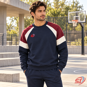 Mens Premium <b>Collarless</b> Sweatshirt Pigment Printed Custom Street Style Cotton Blend Pullover 280g ODM Supplier - Product Image 1