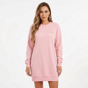 Robe sweat-shirt oversize pour femme, logo personnalisé, manches longues, molleton épais, streetwear décontracté, fournisseur de vêtements en gros - Product Image 4