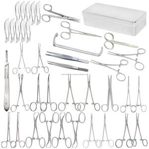 Juego de Instrumentos Quirúrgicos Veterinarios de 41 Piezas, Kit de Cirugía Canina, Manual, Acero Inoxidable Alemán, Paquete Quirúrgico Veterinario Profesional - Product Image 1