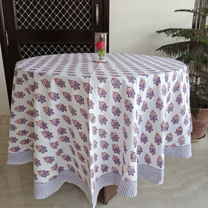 Hermoso mantel de algodón puro con estampado moderno personalizable hecho a mano rojo claro púrpura para fiestas al aire libre Bodas de granja - Product Image 1