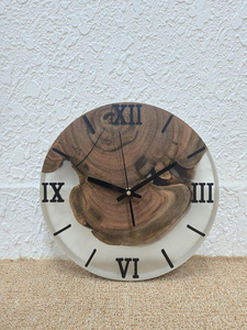 CUSTOM HAND CRAFTED WOODEN and RESIN <b>WALL</b> CLOCK BEST QUALITY ALARM CLOCK with NIGHT <b>LIGHT</b> FUNCTION for LIVING ROOM and OFFICE - Product Image 6