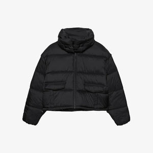 Chaqueta Corta Acolchada para Mujer, Color Azul Suave y Negro, Abrigo de Invierno, Estilo Kawaii, Corto, Transpirable, Forro de Viscosa de Piel de Oveja, Forro de Lana - Product Image 6