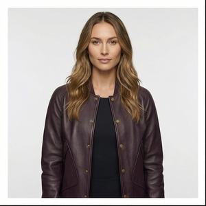 แจ็กเก็ตหนังแกะสำหรับผู้หญิงเสื้อแจ็คเก็ตหนังระบายอากาศ - Product Image 1