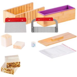Kit per adulti fai da te per fare il sapone in bambù scatola da taglio in Silicone stampo in acciaio inossidabile frese ondulate diritte 100 sacchetti 105 sapone giocattoli - Product Image 1