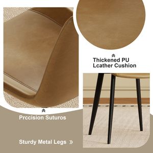 Set Moderno di 4 Sedie da Pranzo con Sedute in Pelle PU Marrone e Gambe in Acciaio al Carbonio Nero per Casa e Ristorante - Product Image 3