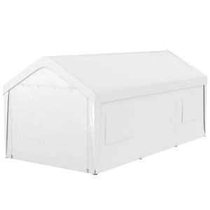 Garage Portatile Bianco 10x20 Resistente con 4 Finestre a Rete e 2 Porte, Tettoia per Veicoli, Ripostiglio Esterno per Parcheggio Auto - Product Image 1