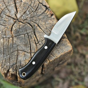 Drop Point Camping <b>Knife</b> High Carbon Steel Blade Bull Horn <b>Handle</b> Leather Sheath Outdoor Survival Tactical Fixed Blade EDC <b>Knife</b> - Product Image 4