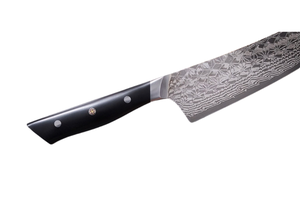 Ensemble de couteaux de cuisine marron foncé avec manches noirs, lames argentées et ciseaux de cuisine argentés pour trancher, hacher et préparer les aliments - Product Image 5