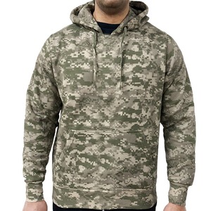 Sweat-shirt à capuche homme coupe ajustée, imprimé camouflage numérique, en polaire vierge, chaud pour l'hiver, noir camouflage, avec impression de logo personnalisé, vente en gros - Product Image 2