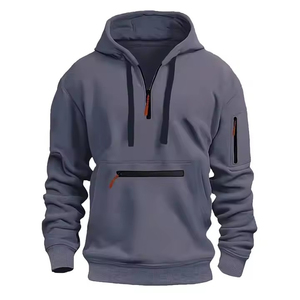 Sudadera con capucha técnica de media cremallera para hombre con bolsillo utilitario, sudadera casual de alto rendimiento, proveedor OEM de ropa deportiva - Product Image 2