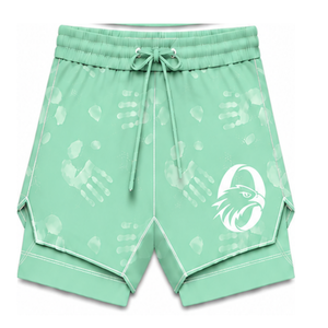Mint Green White <b>Swim</b> Set Sleeveless Racerback Tank <b>Top</b> with Matching Shorts Lightweight Quick Dry Training Performance Swimwear - Product Image 5