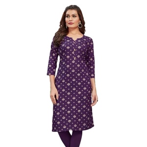 Fancy Heavy Rayon Fabrics Printed Straight Kurtis - Product Image 1