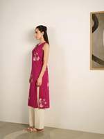 Robe longue à imprimé floral sans manches, col Henley, coupe ample, 100 % coton tissé, décontractée, pour le quotidien, respirante, ourlet droit, idéale pour l'été