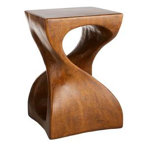 Mesa Auxiliar Rústica de Madera Maciza, Taburete Decorativo con Diseño Trenzado, Mesa Auxiliar Escultural Ecológica para Sala de Estar, Apartamento, Hotel - Product Image 5