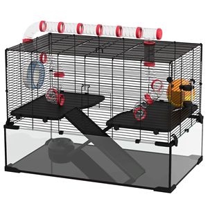 Gabbia per criceti con fondo in vetro profondo 31 pollici, con tubo e tunnel - Prodotto per abbigliamento femminile - Product Image 1