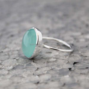Bague en argent 925, bague en calcédoine, bague pour femme, grande bague en pierre, cadeau pour femme - Product Image 5