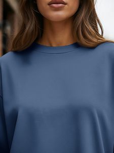 Camiseta Premium de Manga Larga para Mujer, Corte Ajustado Informal, Cuello Redondo, Suave y Cómoda, Camiseta Básica con Logotipo Personalizado, Ropa Urbana a la Moda - Product Image 6