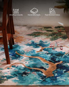 Machine Made Bird Branch Area Rug Modern Nature Bedroom & Hallway Decor Soft Textured Medium Pile <b>Rubber</b> <b>Backed</b> Polyester <b>Carpet</b> - Product Image 5