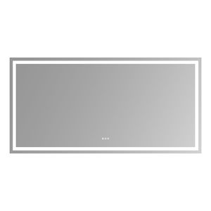 Specchio LED Moderno da Bagno 36 Pollici, Cornice Quadrata in Alluminio, Alimentato a Batteria, Funzioni Smart per Salone e Bagno - Product Image 1