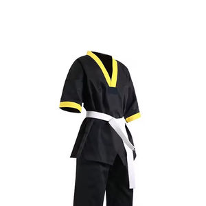Uniforme de Taekwondo para Adultos, Negro y Blanco, Poliéster/Algodón, Transpirable, Ligero, con Logotipo Personalizado, Ropa de Artes Marciales - Product Image 5