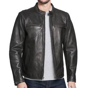 แจ็คเก็ตหนังสีดำแบบกำหนดโลโก้เองได้สำหรับผู้ชาย แจ็คเก็ตหนังผู้ชายคุณภาพสูงสำหรับฤดูหนาว  รับผลิตตามสั่ง - Product Image 4