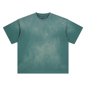 Camiseta de hombre con hombros caídos, OEM, con lavado ácido, logotipo bordado, efecto pulverizado, estampado personalizado, estilo vintage - Product Image 1